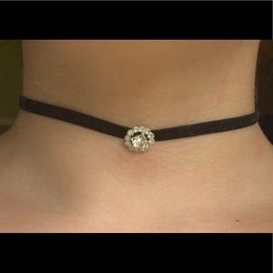 Women’s black leather choker